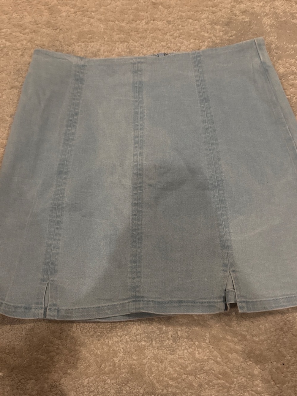 Women’s Light Blue Denim Jean Mini Skirt - Classic A-Line size small